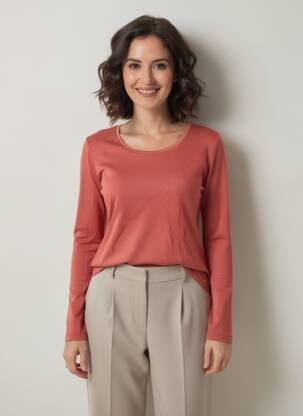 Tricou mâneci lungi mâneci lungi portocaliu C'EST BEAU LA VIE femeie