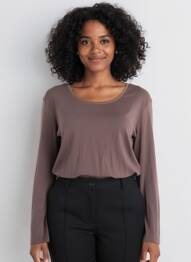 Tricou mâneci lungi mâneci lungi maro C'EST BEAU LA VIE femeie