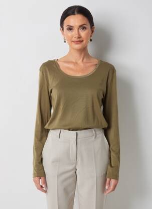 Tricou mâneci lungi mâneci lungi verde închis C'EST BEAU LA VIE femeie