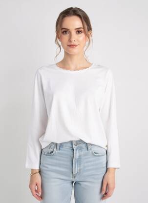 Tricou mâneci lungi mâneci lungi alb C'EST BEAU LA VIE femeie
