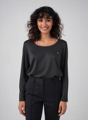 Tricou mâneci lungi mâneci lungi negru C'EST BEAU LA VIE femeie