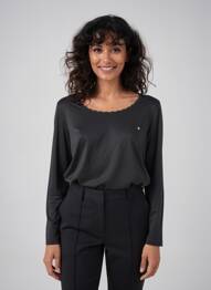 Tricou mâneci lungi mâneci lungi negru C'EST BEAU LA VIE femeie