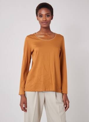 Tricou mâneci lungi mâneci lungi portocaliu C'EST BEAU LA VIE femeie