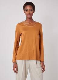 Tricou mâneci lungi mâneci lungi portocaliu C'EST BEAU LA VIE femeie