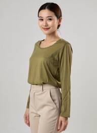 Tricou mâneci lungi mâneci lungi verde C'EST BEAU LA VIE femeie