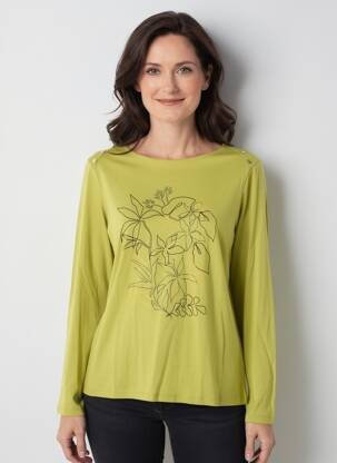 Tricou mâneci lungi mâneci lungi verde JULIE GUERLANDE femeie