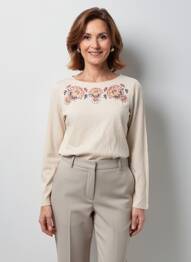 Tricou mâneci lungi mâneci lungi bej JULIE GUERLANDE femeie