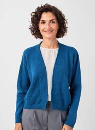 Vestă cu mâneci lungi strânsă pe partea de jos albastru JULIE GUERLANDE femeie
