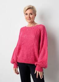Pulover decolteu bărcuță mâneci lungi roz JULIE GUERLANDE femeie