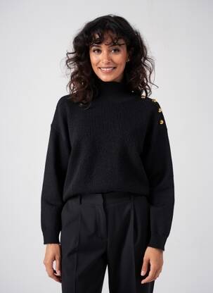 Pulover elasticitate mâneci lungi negru C'EST BEAU LA VIE femeie