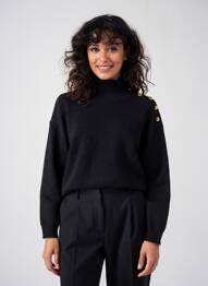 Pulover elasticitate mâneci lungi negru C'EST BEAU LA VIE femeie