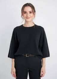 Pulover elasticitate mâneci 3/4 negru C'EST BEAU LA VIE femeie