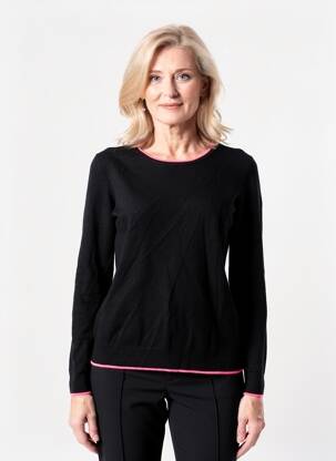 Pulover croială cambrată mâneci lungi negru JULIE GUERLANDE femeie