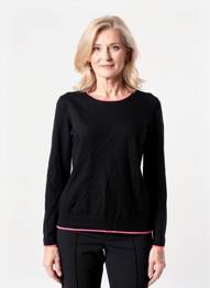 Pulover croială cambrată mâneci lungi negru JULIE GUERLANDE femeie