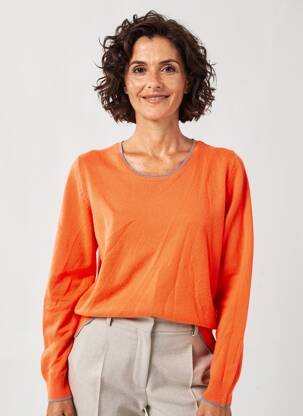 Pulover croială cambrată mâneci lungi portocalie JULIE GUERLANDE femeie