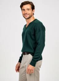 Pulover guler în v mâneci lungi verde JULIE GUERLANDE bărbat