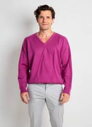 Pulover guler în v mâneci lungi violet JULIE GUERLANDE bărbat