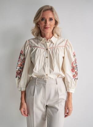 Cămașă croială dreaptă mâneci lungi bej JULIE GUERLANDE femeie