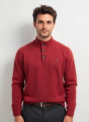 Pulover tricotaj din plasă mâneci lungi portocalie CAMBRIDGE bărbat