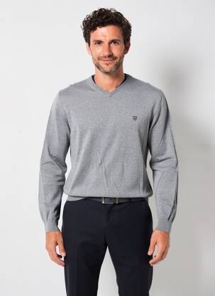 Pulover guler în v mâneci lungi gri CAMBRIDGE bărbat