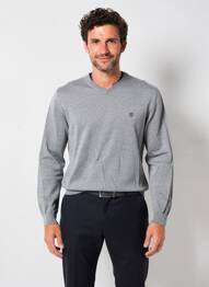 Pulover guler în v mâneci lungi gri CAMBRIDGE bărbat