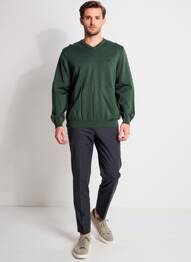 Pulover guler în v mâneci lungi verde închis CAMBRIDGE bărbat