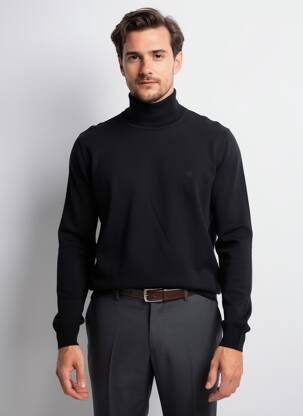 Pulover cu guler înalt elasticitate mâneci lungi negru CAMBRIDGE bărbat