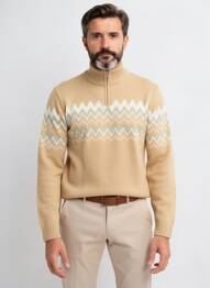 Pulover elasticitate mâneci lungi bej CAMBRIDGE bărbat