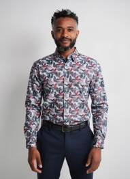 Cămașă cu mâneci lungi imprimeu fantezie negru CAMBRIDGE bărbat