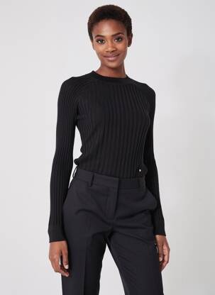 Pulover elasticitate mâneci lungi negru C'EST BEAU LA VIE femeie