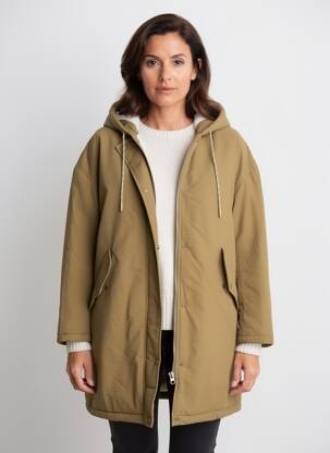 Parka mâneci lungi cu glugă verde C'EST BEAU LA VIE femeie
