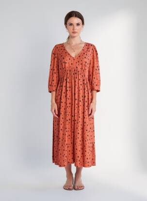 Rochie midi mâneci 3/4 mâneci 3/4 portocaliu WHITE STUFF femeie