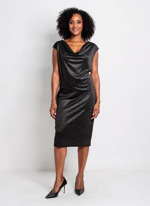 Rochie midi mâneci scurte mâneci scurte negru MOLLY BRACKEN femeie