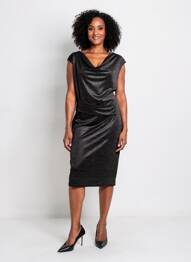 Rochie midi mâneci scurte mâneci scurte negru MOLLY BRACKEN femeie