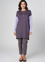 Pulover tunică guler rotund mâneci lungi violet WHITE STUFF femeie