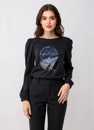 Tricou mâneci lungi mâneci lungi negru NÜ femeie