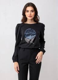 Tricou mâneci lungi mâneci lungi negru NÜ femeie