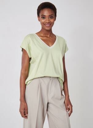 Tricou croială dreaptă mâneci scurte verde GARCIA femeie