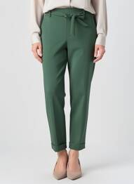 Pantalon slim talie elastică mărime normală verde QUATRE VINGT JOURS femeie