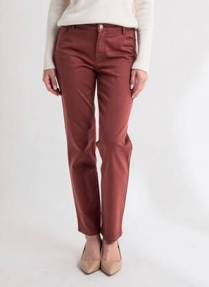 Pantalon slim țesătură poplin mărime normală portocalie KANOPE femeie