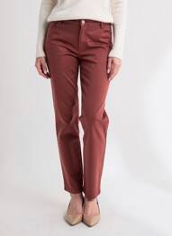 Pantalon slim țesătură poplin mărime normală portocaliu KANOPE femeie
