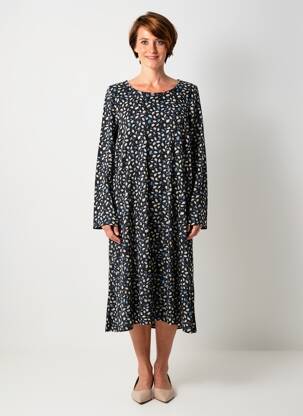Rochie midi imprimeu fantezie mâneci lungi negru GUY DUBOUIS femeie