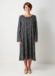 Rochie midi imprimeu fantezie mâneci lungi negru GUY DUBOUIS femeie