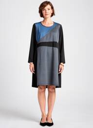 Rochie midi imprimeu fantezie mâneci lungi negru GUY DUBOUIS femeie