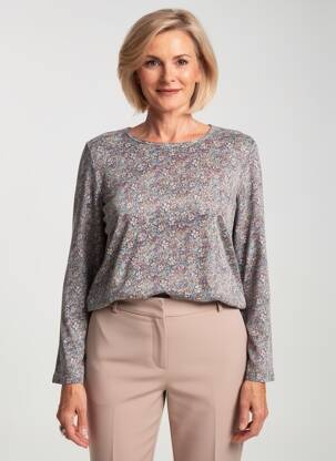 Top croială cambrată mâneci lungi gri GRIFFON femeie