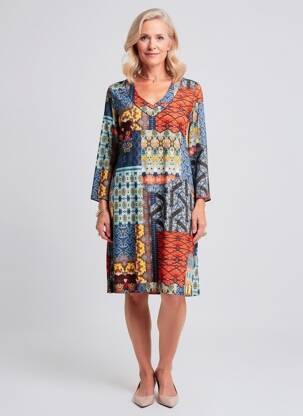Rochie midi mâneci lungi mâneci lungi albastru GEVANA femeie
