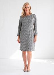 Rochie midi imprimeu fantezie mâneci lungi negru GEVANA femeie
