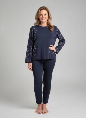 Pulover croială cambrată mâneci lungi albastru ELEANE femeie