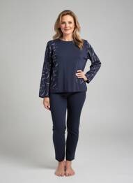 Pulover croială cambrată mâneci lungi albastru ELEANE femeie