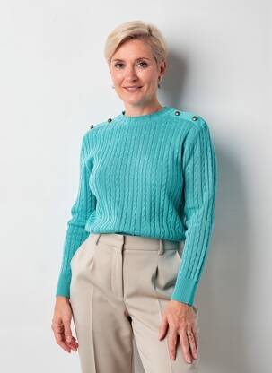 Pulover elasticitate mâneci lungi albastru I.ODENA femeie